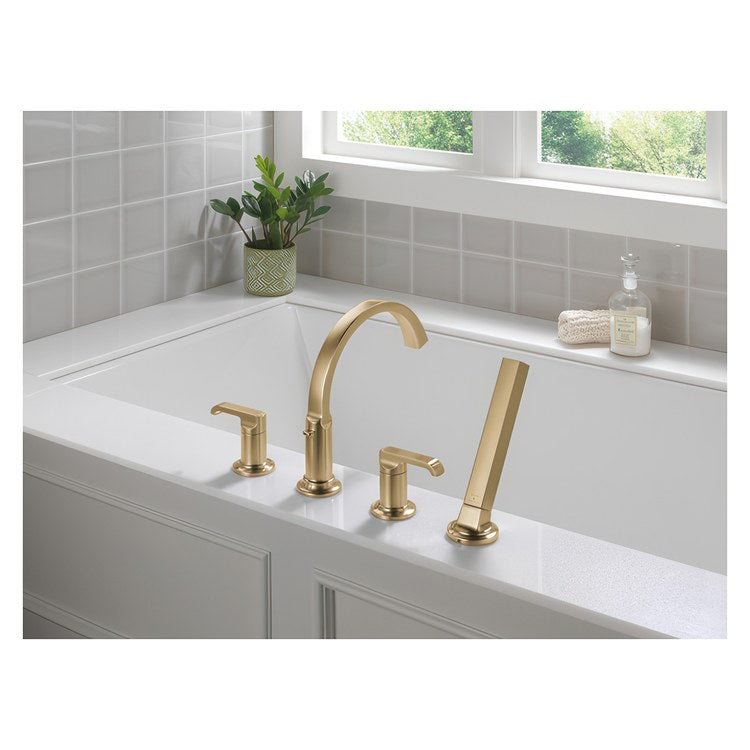 Roman Tub Trim Tetra Less Handle Lumicoat Champagne Bronze WaterSense ADA 8 to 16 Inch Spread 3 Hole 18 Gallons per Minute - Image 3