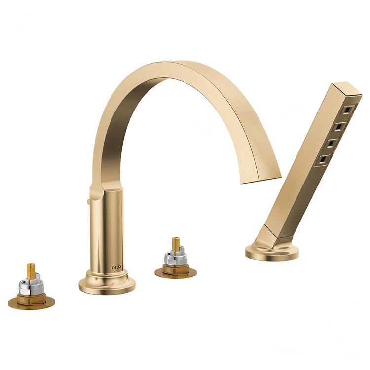 Roman Tub Trim Tetra Less Handle Lumicoat Champagne Bronze WaterSense ADA 8 to 16 Inch Spread 3 Hole 18 Gallons per Minute
