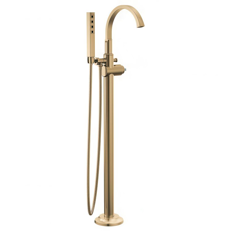 Tub Filler Trim Tetra Floor Mount Less Handle Lumicoat Champagne Bronze WaterSense ADA 10 Gallons per Minute - Image 1