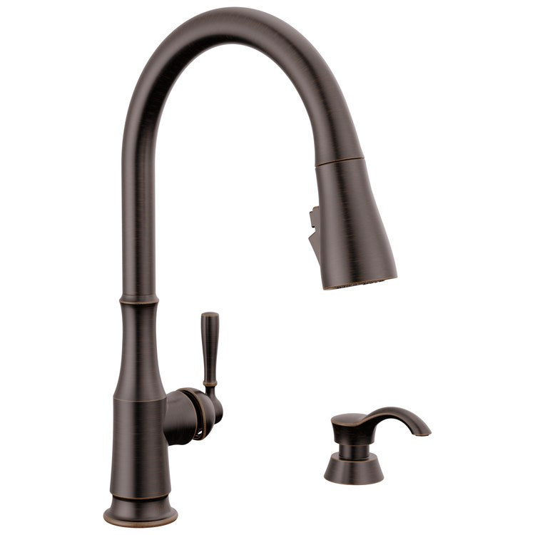 Kitchen Faucet Capertee with Soap Dispenser 1 Lever ADA Venetian Bronze Pull Down 360 DEG Swivel 1 Hole Diamond Seal and ShieldSpray Technology 1.8 Gallons per Minute - Image 1