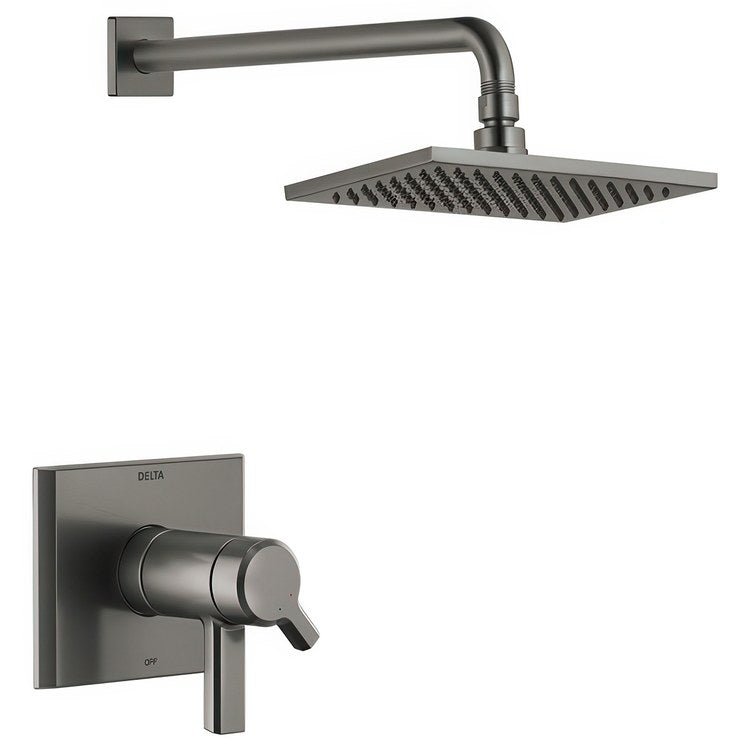 Shower Trim Pivotal 17T Series Tempassure H2Okinetic 2 Lever Lumicoat Black Stainless ADA 1.75 Gallons per Minute 1 Function Raincan for Requires MultiChoice Universal Rough-In Valve R10000 Series - Image 1