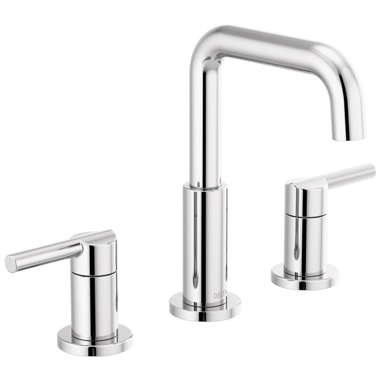 Lavatory Faucet Nicoli Widespread 6 to 16 Inch Spread 2 Lever ADA WaterSense Chrome 1.2 Gallons per Minute Deck Pop-Up 3 Hole - Image 1