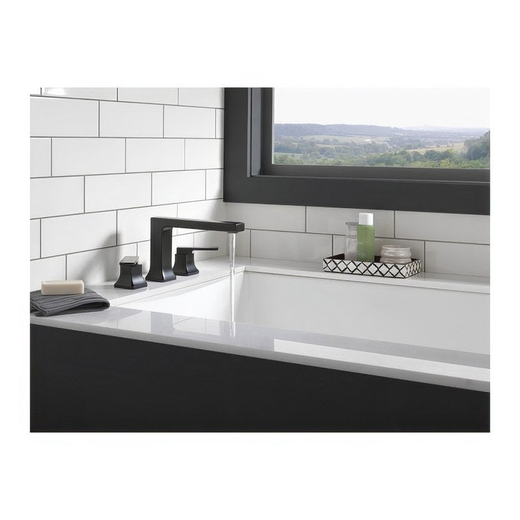 Roman Tub Trim Velum 2 Lever Matte Black ADA 10 to 16 Inch Spread 3 Hole 18 Gallons per Minute - Image 2
