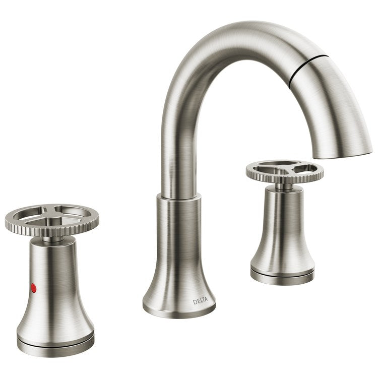 Lavatory Faucet Trinsic Widespread 4 to 16 Inch Spread 2 Wheel ADA WaterSense/CALGreen Stainless 1.2 Gallons per Minute Deck Arc Metal Pop-Up 3 Hole MagnaTite Docking - Image 1