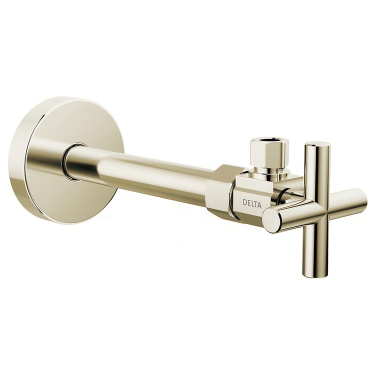 Stop Valve Angled Modern 1/2 x 3/8 Inch Brass Compression Cross Polished Nickel