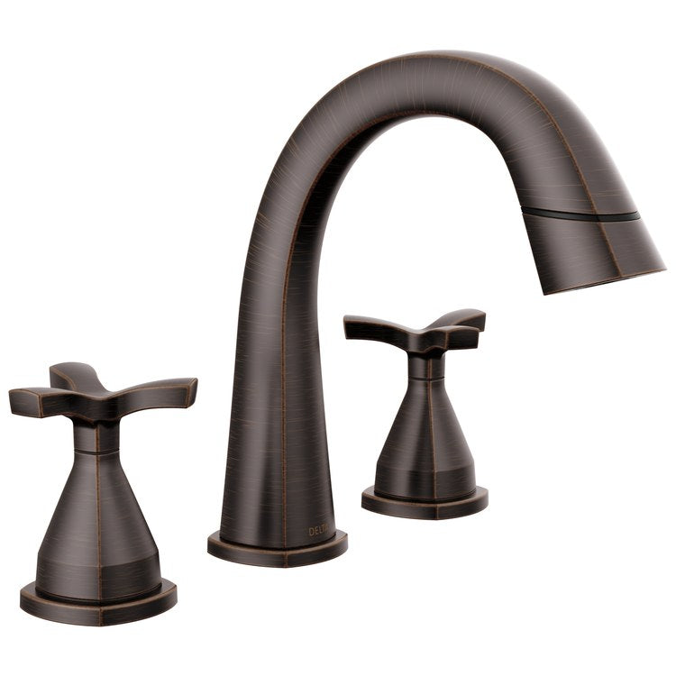 Lavatory Faucet Stryke Widespread 8 to 16 Inch Spread 2 Helo ADA WaterSense Venetian Bronze 1.2 Gallons per Minute Arc Pop-Up 3 Hole - Image 1