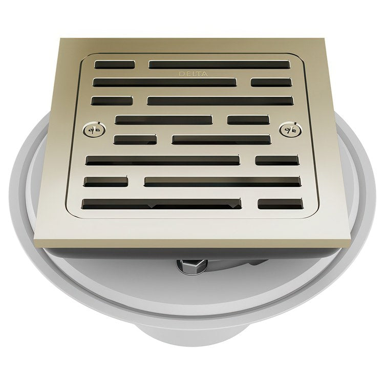Shower Drain Tile-In Square 4 Inch Brilliance Polished Nickel PVC/Brass - Image 1