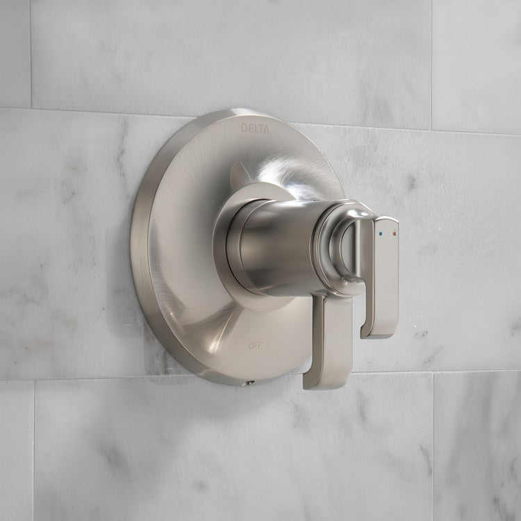Thermostatic Valve Trim Tetra 17T Series Tempassure with Integrated Volume Control 2 Lever Lumicoat Stainless WaterSense ADA - Image 3