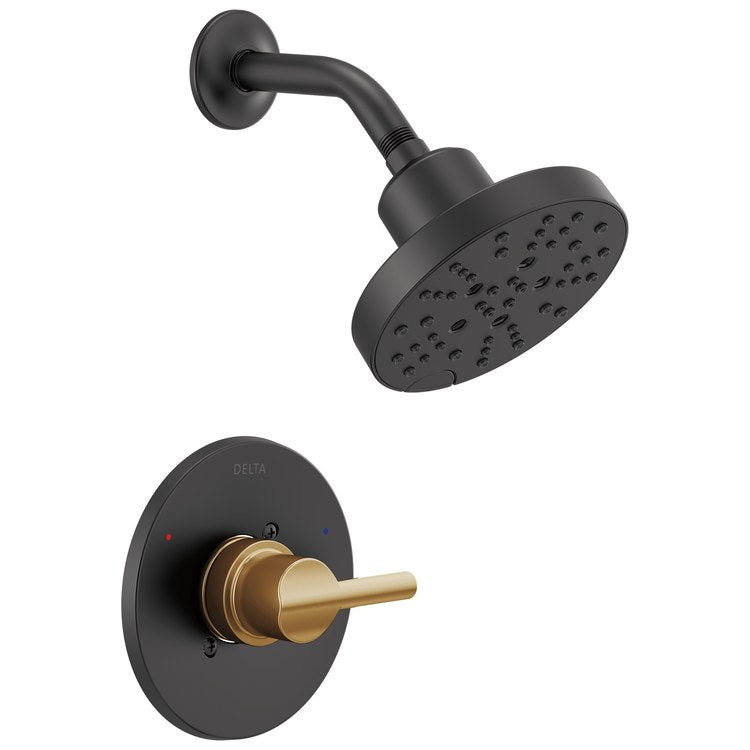 Shower Trim Nicoli Monitor 14 H2Okinetic 1 Lever Matte Black/Champagne Bronze WaterSense ADA 1.75 Gallons per Minute 5 Function - Image 1