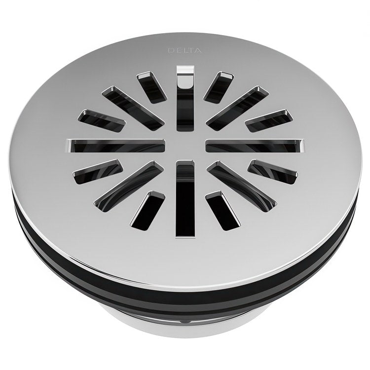Shower Drain Prefab Round 4 Inch Chrome Brass - Image 1