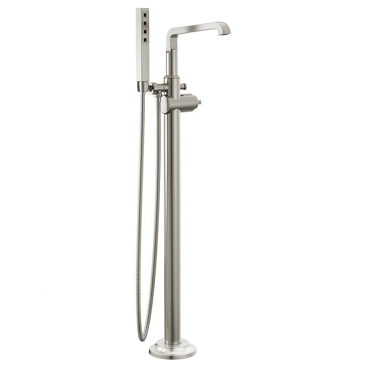 Tub Filler Trim Tetra Floor Mount Less Handle Lumicoat Stainless WaterSense ADA 10 Gallons per Minute - Image 1