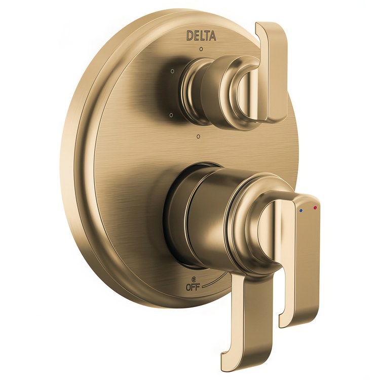 Diverter Trim Tetra 17 Series Integrated Volume Control 6 Functions Lumicoat Champagne Bronze 2 Lever ADA for Rough-In Valve R22000 Not Included
