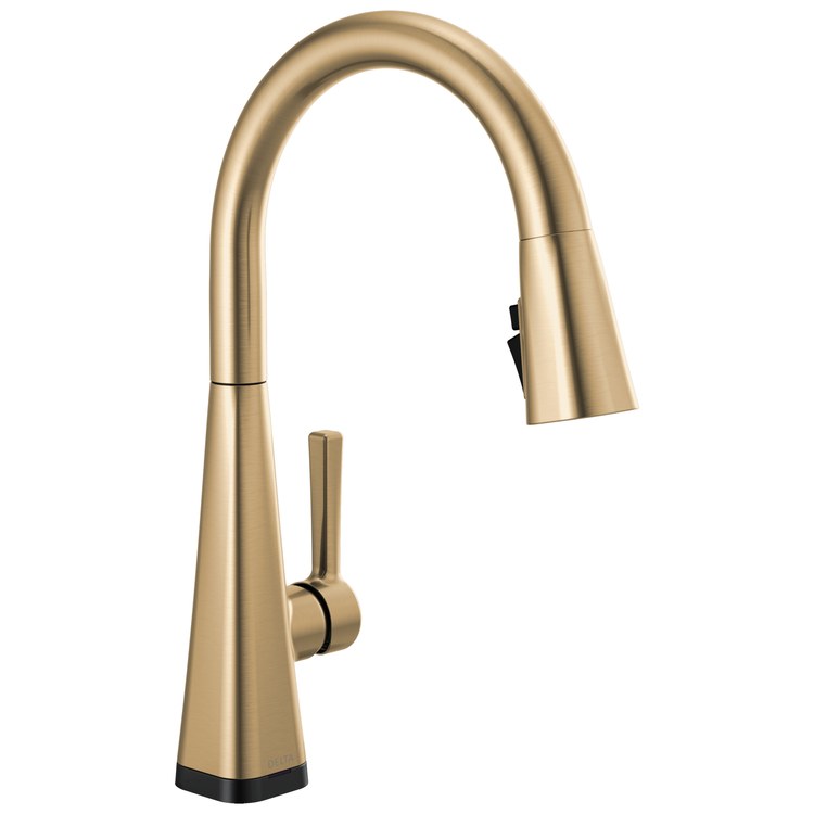 Kitchen Faucet Lenta 1 Lever ADA Champagne Bronze Pull Down 3 Function High Arc 360 DEG Swivel 1 Hole Deck Diamond Seal Touch-Clean MagnaTite 1.8 Gallons per Minute - Image 1