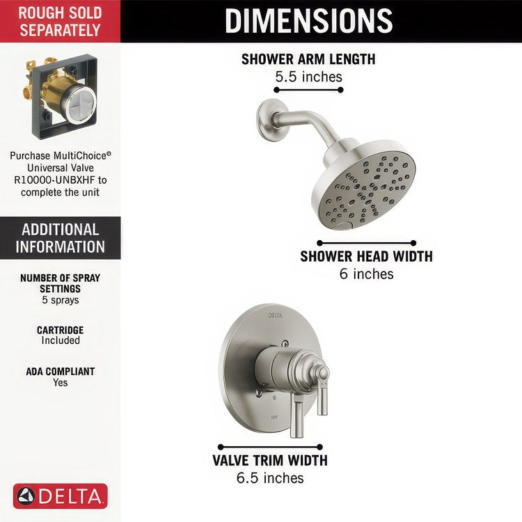 Shower Trim Saylor 17 Series 2 Lever Brilliance Stainless WaterSense ADA 1.75 Gallons per Minute - Image 3