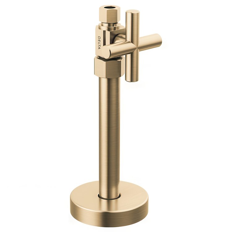 Stop Valve Straight Supply Modern 1/2 x 3/8 Inch Brass Compression Cross Brilliance Champagne Bronze