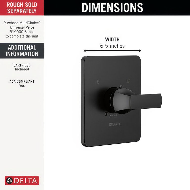 Pressure Balance Valve Trim Monitor Velum 14 Series 1 Lever Matte Black ADA - Image 3