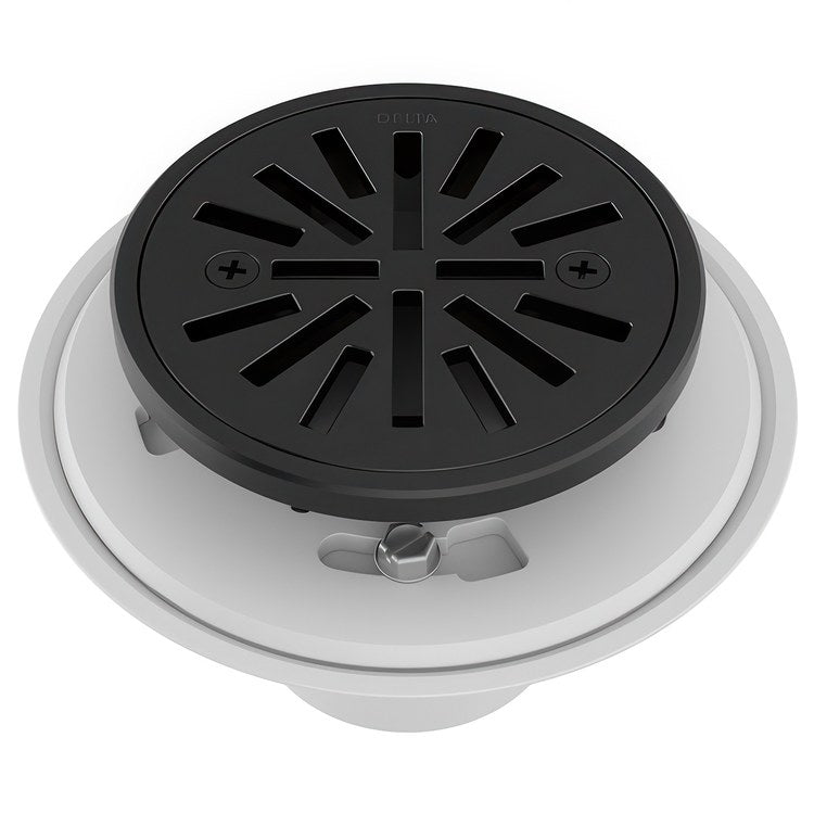 Shower Drain Tile-In Round 4 Inch Matte Black PVC/Brass - Image 1