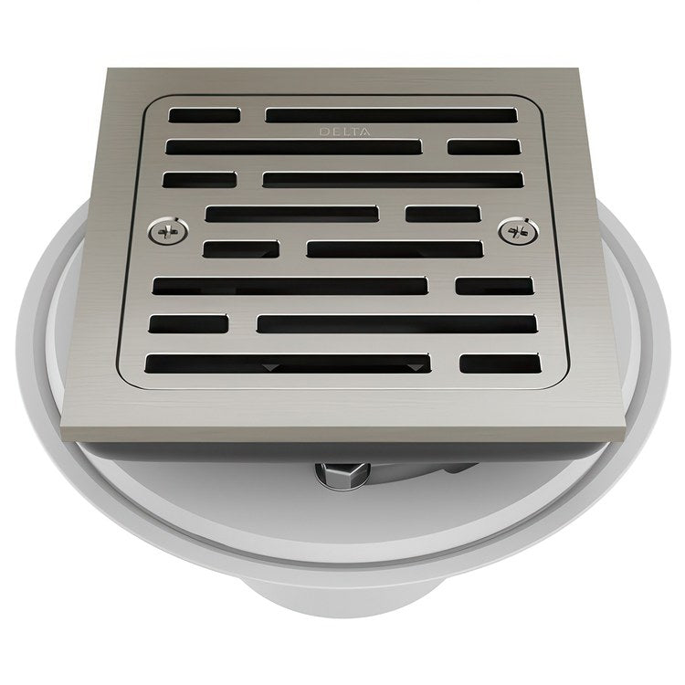 Shower Drain Tile-In Square 4 Inch Brilliance Stainless Brass/PVC