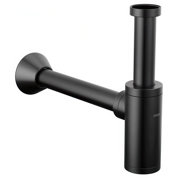 Bottle Trap Decorative P-Trap with 12 Inch Straight Arm 12 Inch Brass Matte Black