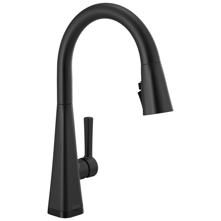 Kitchen Faucet Lenta 1 Lever ADA Matte Black Pull Down 3 Function High Arc 360 DEG Swivel 1 Hole Deck Diamond Seal Touch-Clean MagnaTite 1.8 Gallons per Minute - Image 1