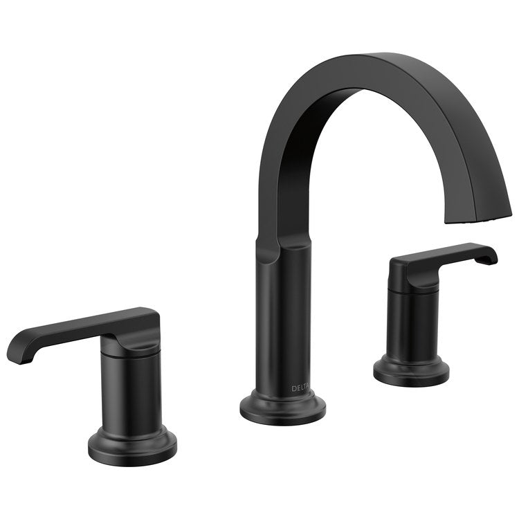 Lavatory Faucet Tetra Widespread 4 to 16 Inch Spread 2 Lever ADA WaterSense Matte Black 1.2 Gallons per Minute Metal Pop-Up 3 Hole