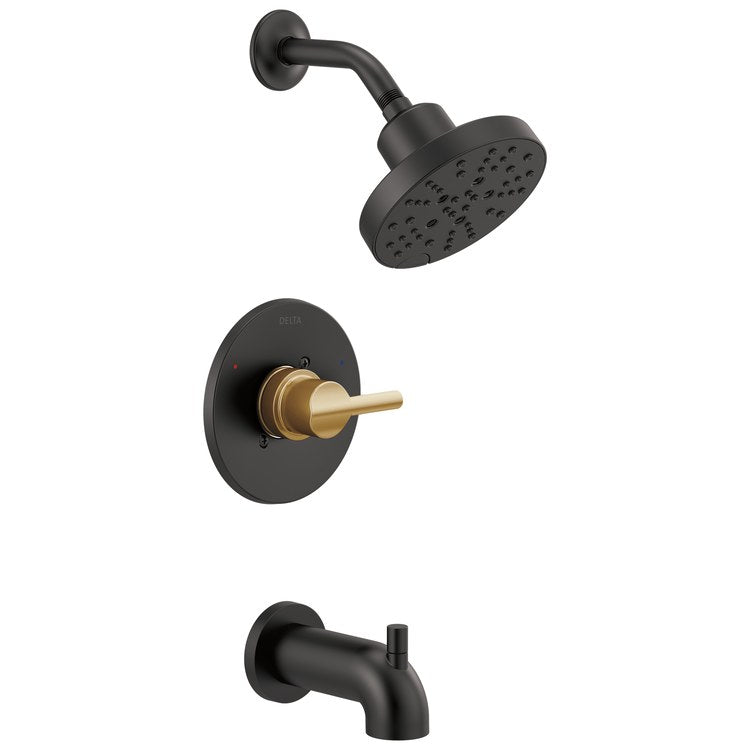 Tub and Shower Trim Monitor Nicoli 14 Series 1 Lever Matte Black/Brilliance Champagne Bronze WaterSense ADA 1.75 Gallons per Minute - Image 1