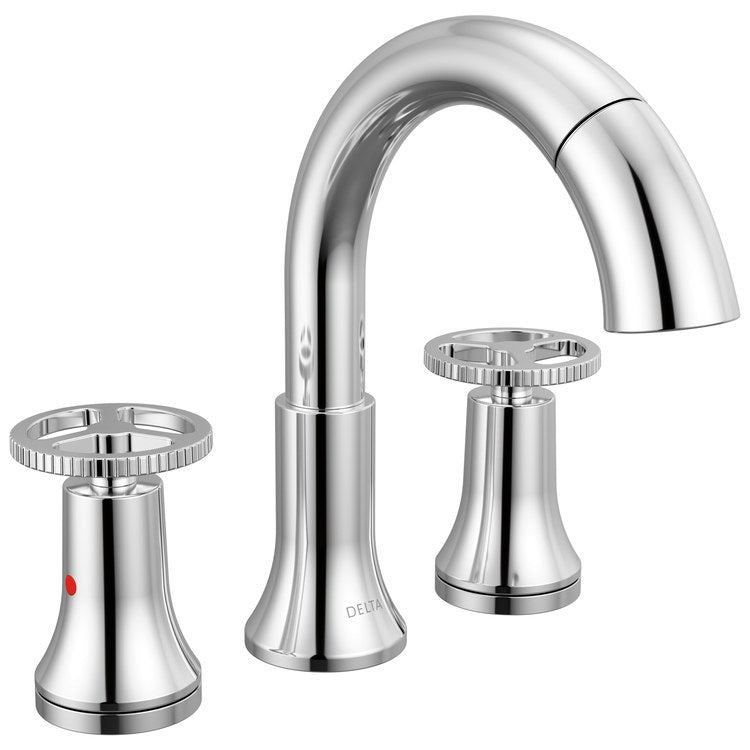 Lavatory Faucet Trinsic Widespread 4 to 16 Inch Spread 2 Wheel ADA WaterSense/CALGreen Chrome 1.2 Gallons per Minute Deck Arc Metal Pop-Up 3 Hole MagnaTite Docking - Image 1