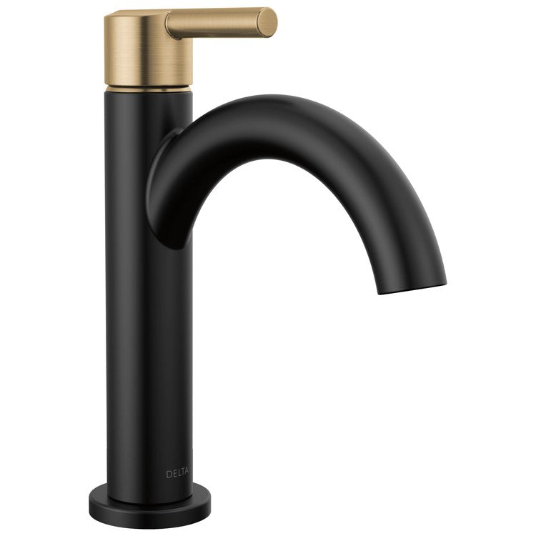 Lavatory Faucet Nicoli 1 Lever ADA WaterSense Matte Black/Champagne Bronze 1.2 Gallons per Minute Deck Mount Fixed Pop-Up 1 Hole - Image 1