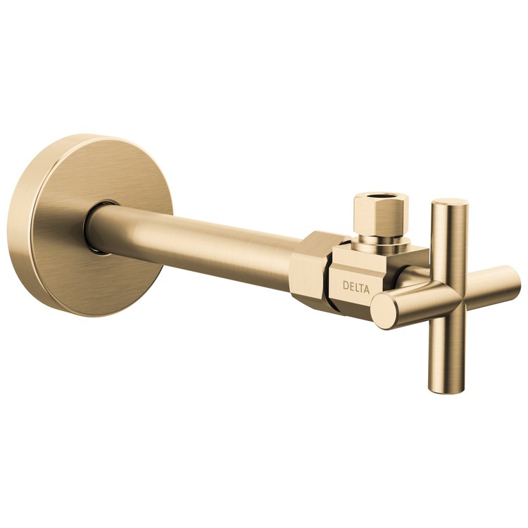 Stop Valve Angled Modern 1/2 x 3/8 Inch Brass Compression Cross Brilliance Champagne Bronze - Image 1