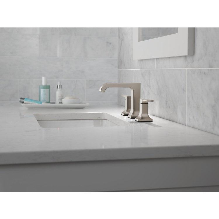 Lavatory Faucet Velum Widespread 6 To 16 Inch Spread 2 Lever ADA WaterSense Brilliance Stainless 1.2 Gallons per Minute Deck Metal Pop-Up 3 Hole Diamond Seal - Image 2