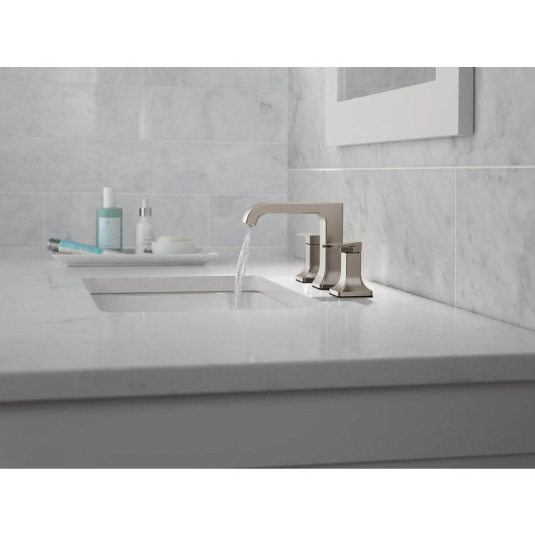 Lavatory Faucet Velum Widespread 6 To 16 Inch Spread 2 Lever ADA WaterSense Brilliance Stainless 1.2 Gallons per Minute Deck Metal Pop-Up 3 Hole Diamond Seal - Image 3
