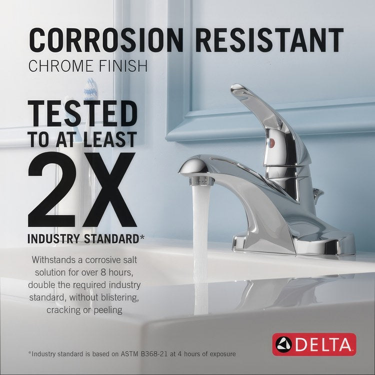 Lavatory Faucet Foundations Centerset 4 Inch Spread 1 Lever ADA WaterSense Chrome 1.2 Gallons per Minute - Image 3