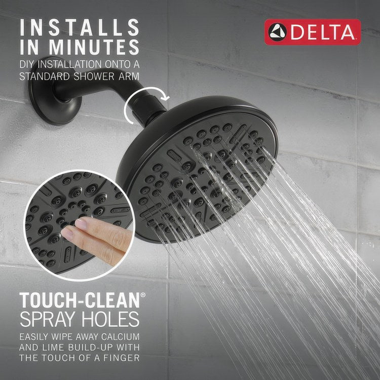 Showerhead Universal 8 Functions Matte Black 6 Inch 2.5 Gallons per Minute Touch-Clean - Image 3
