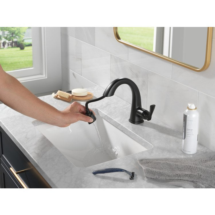 Lavatory Faucet Stryke 1 Lever ADA WaterSense/CALGreen Matte Black 1.2 Gallons per Minute Deck Arc Metal Pop-Up 1/3 Hole - Image 2