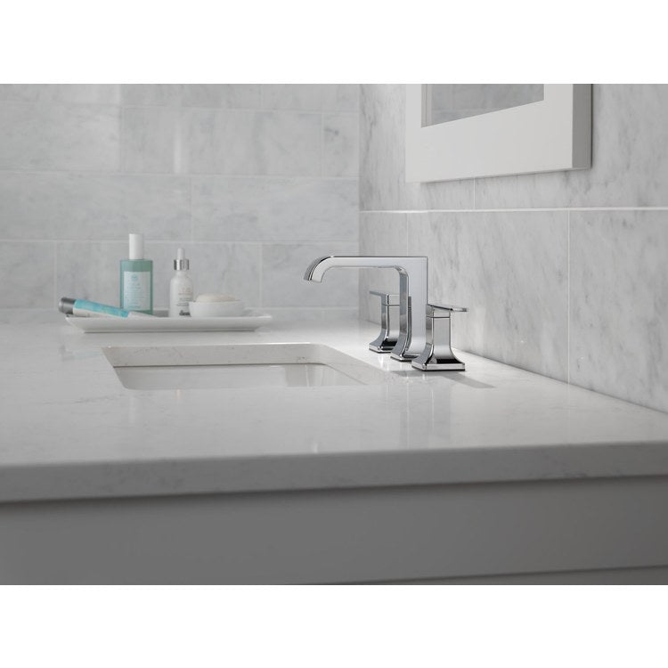 Lavatory Faucet Velum Widespread 6 To 16 Inch Spread 2 Lever ADA WaterSense Chrome 1.2 Gallons per Minute Deck Metal Pop-Up 3 Hole Diamond Seal - Image 2
