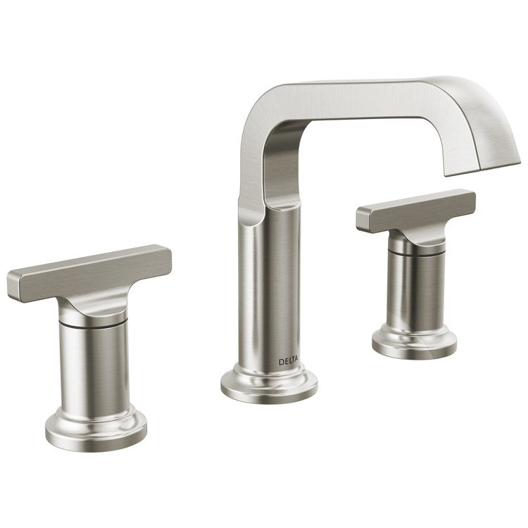Lavatory Faucet Tetra Widespread 4 to 16 Inch Spread 2 Lever ADA WaterSense Lumicoat Stainless 1.2 Gallons per Minute Metal Pop-Up 3 Hole