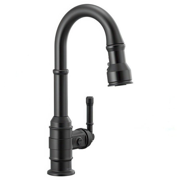 Prep Faucet Broderick 1 Lever No-Lead ADA Matte Black Pull Down 2 Function Gooseneck 360 DEG Swivel 1.8 Gallons per Minute - Image 1