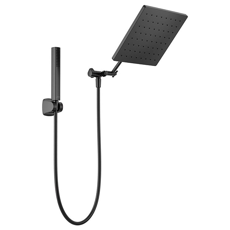 Handshower/Showerhead Combination Universal Raincan Matte Black Adjustable Extension Arm - Image 1