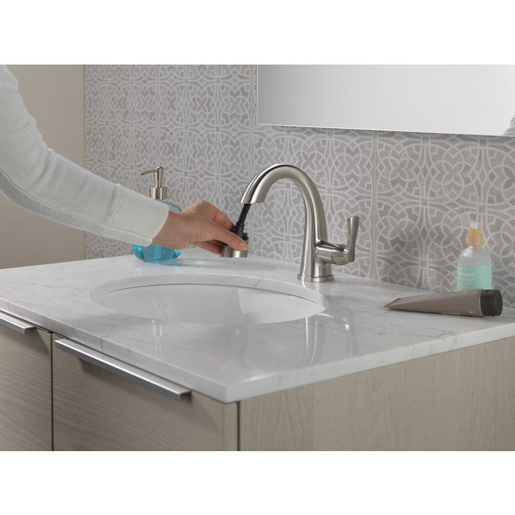 Lavatory Faucet Stryke 1 Lever ADA WaterSense/CALGreen Lumicoat Stainless 1.2 Gallons per Minute Deck Arc Metal Pop-Up 1/3 Hole - Image 2