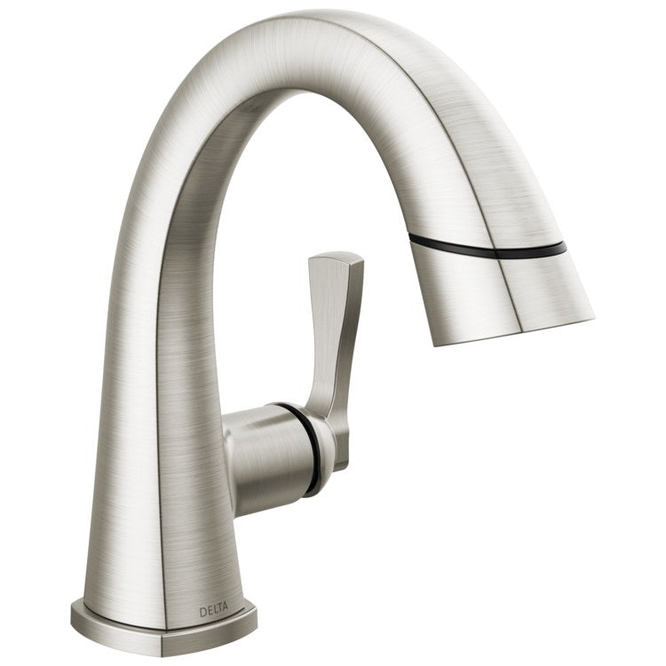 Lavatory Faucet Stryke 1 Lever ADA WaterSense/CALGreen Lumicoat Stainless 1.2 Gallons per Minute Deck Arc Metal Pop-Up 1/3 Hole - Image 1