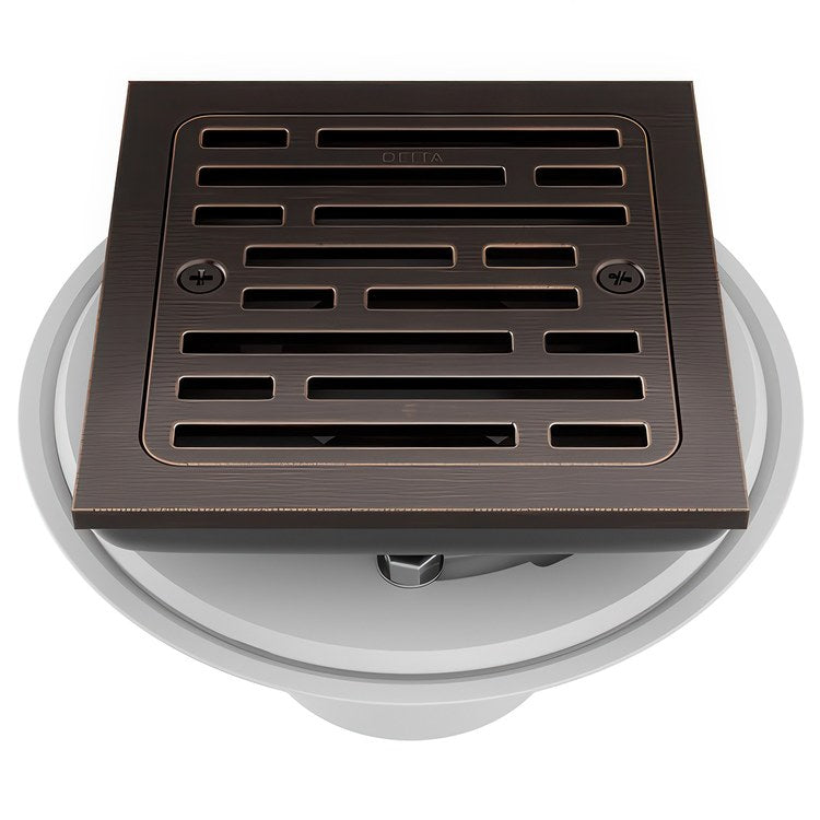 Shower Drain Tile-In Square 4 Inch Venetian Bronze PVC/Brass - Image 1