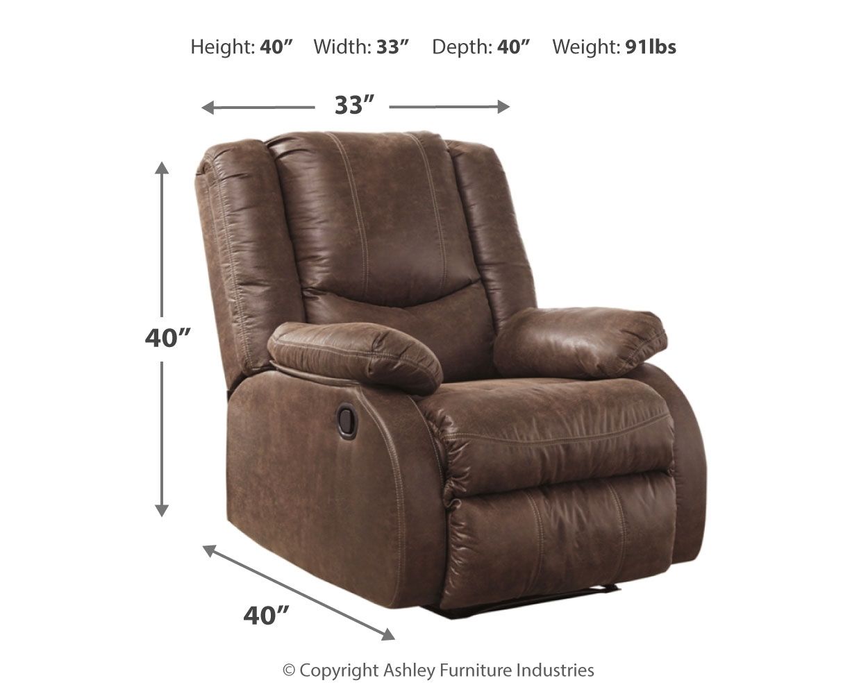 Bladewood - Zero Wall Recliner - Faux Leather - Coffee - Image 3