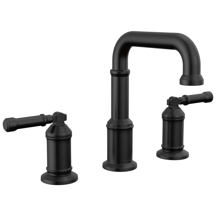 Lavatory Faucet Broderick Widespread 4 to 16 Inch Spread 2 Lever ADA WaterSense Matte Black 1.2 Gallons per Minute Pop-Up 3 Hole - Image 1