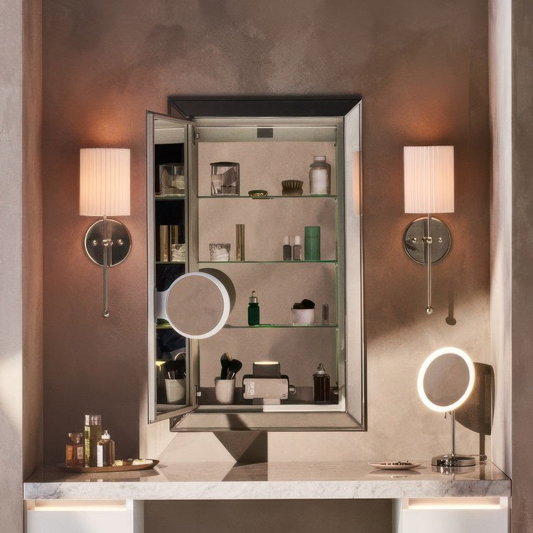 Medicine Cabinet Murray Hill 24 x 40 x 4 Inch Framed 1 Doors Mirrored Slow Closing Chrome with Lights - Image 3