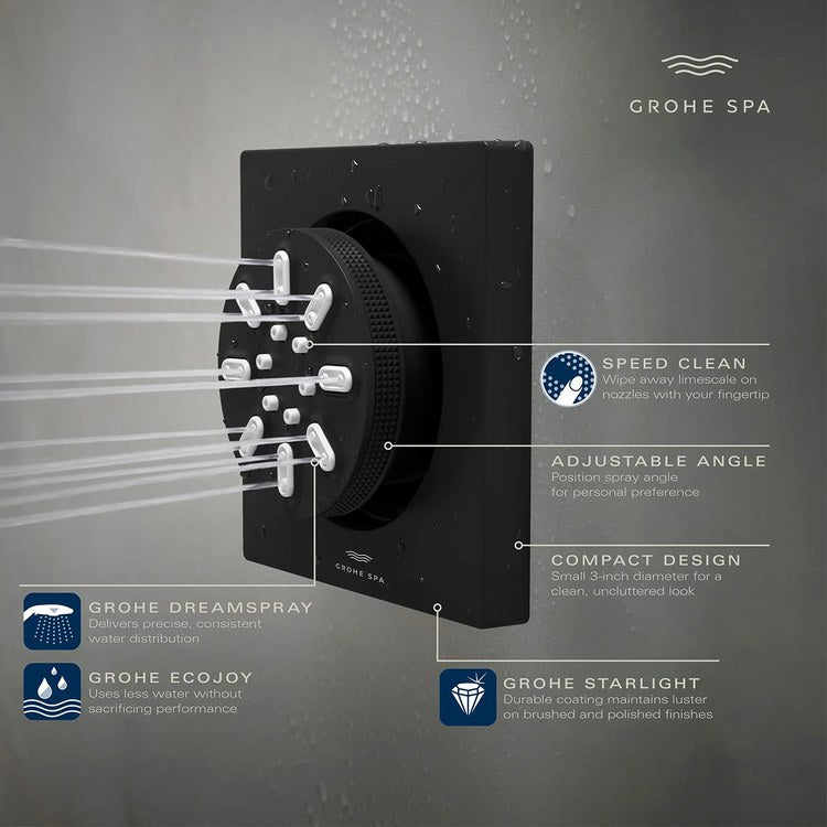 Body Spray Matte Black Rainshower Square 2 Function 0.9 Gallons per Minute 1/2 Inch NPT - Image 3
