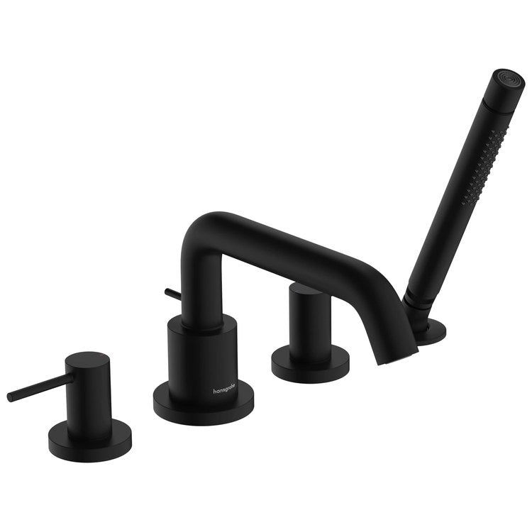 Roman Tub Filler Tecturis S with Handshower 10 Inch Spread 2 Lever WaterSense Matte Black - Image 1