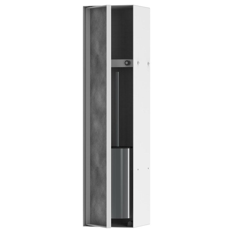 Toilet Brush Holder XtraStoris Rock with Shelf and Tileable Door Matte White Stainless Steel - Image 1