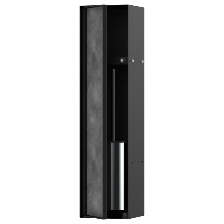 Toilet Brush Holder XtraStoris Rock with Shelf and Tileable Door Matte Black Stainless Steel - Image 1