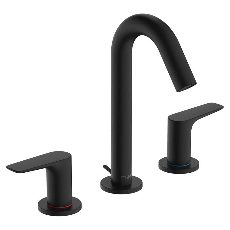 Lavatory Faucet Logis 150 Widespread 8 Inch Spread 2 Lever ADA WaterSense Matte Black 1.2 Gallons per Minute Pop-Up 3 Hole EcoRight ComfortZone - Image 1
