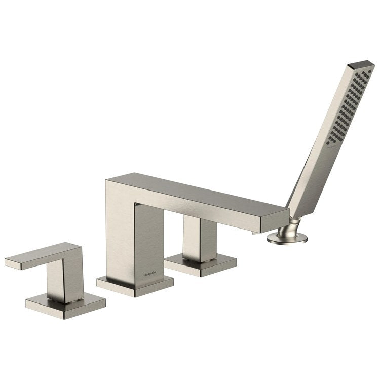 Roman Tub Filler Tecturis E with Handshower 10 Inch Spread 2 Lever WaterSense Brushed Nickel - Image 1